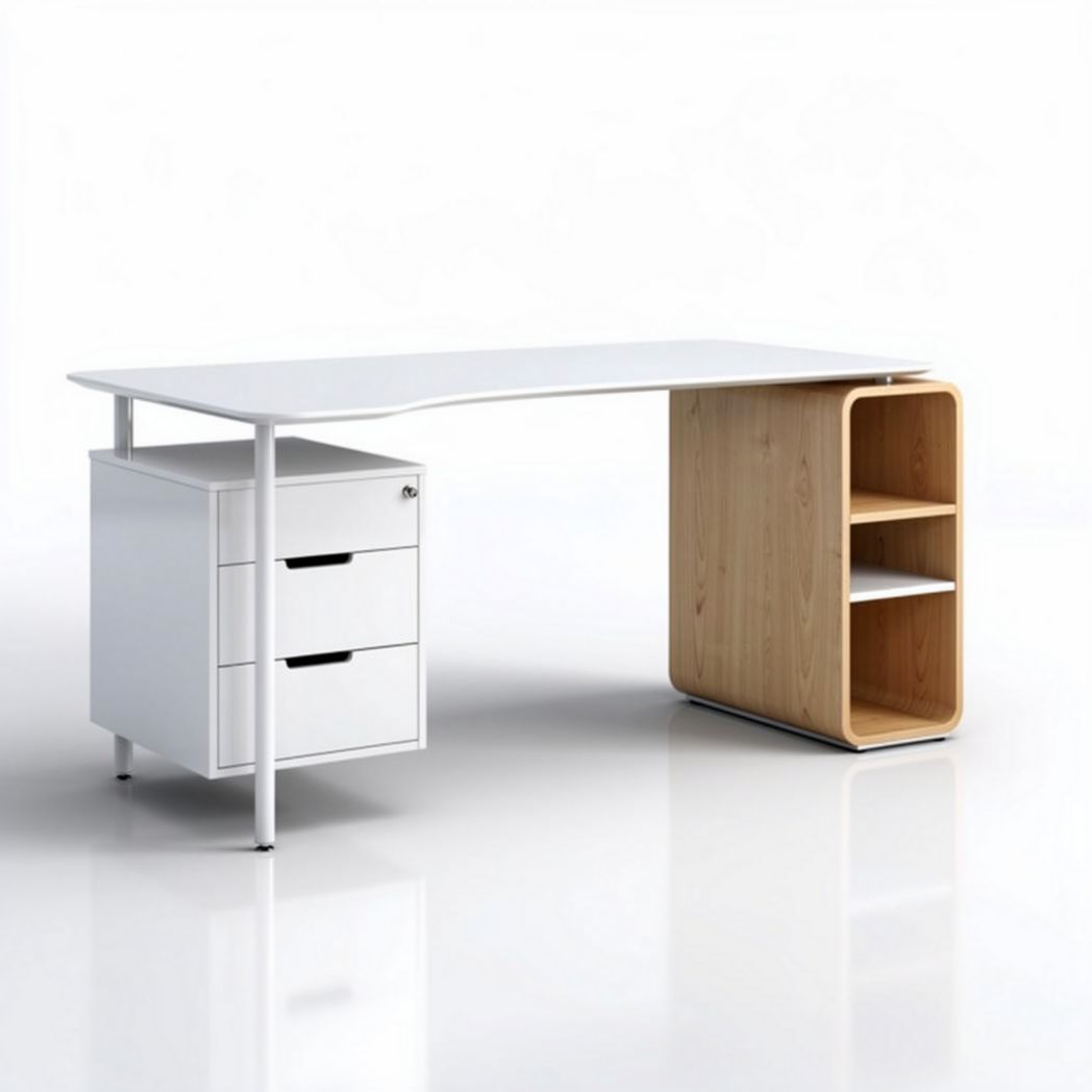 Biurko z drewna i płyty MDF 150 x 70 x 75cm w kolorze białym