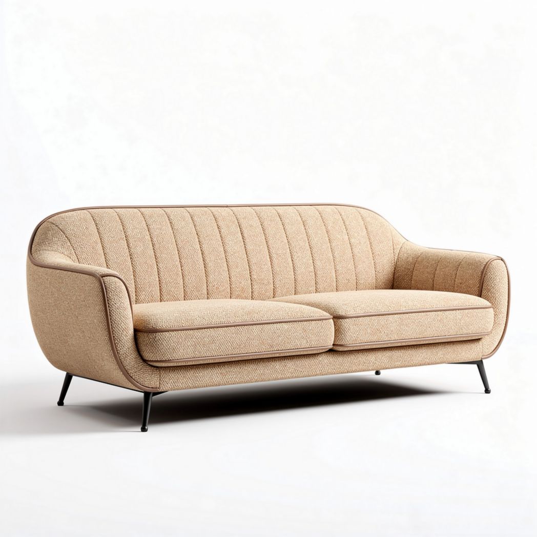 Sofa dwuosobowa w kolorze beżowym z tkaniny o wymiarach 200 x 90 x 80cm