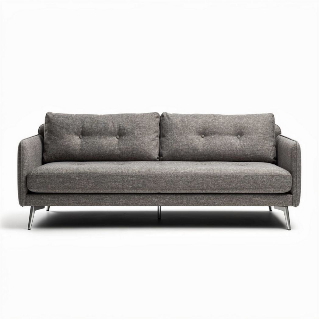 Sofa szara z tkaniny o wymiarach 200 x 85 x 75 cm z poduszkami